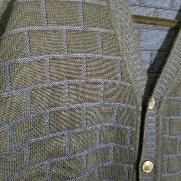 Point of Italy Navy & Black Brick Lay Merino Wool Blend Cardigan - Picture 2 of 4